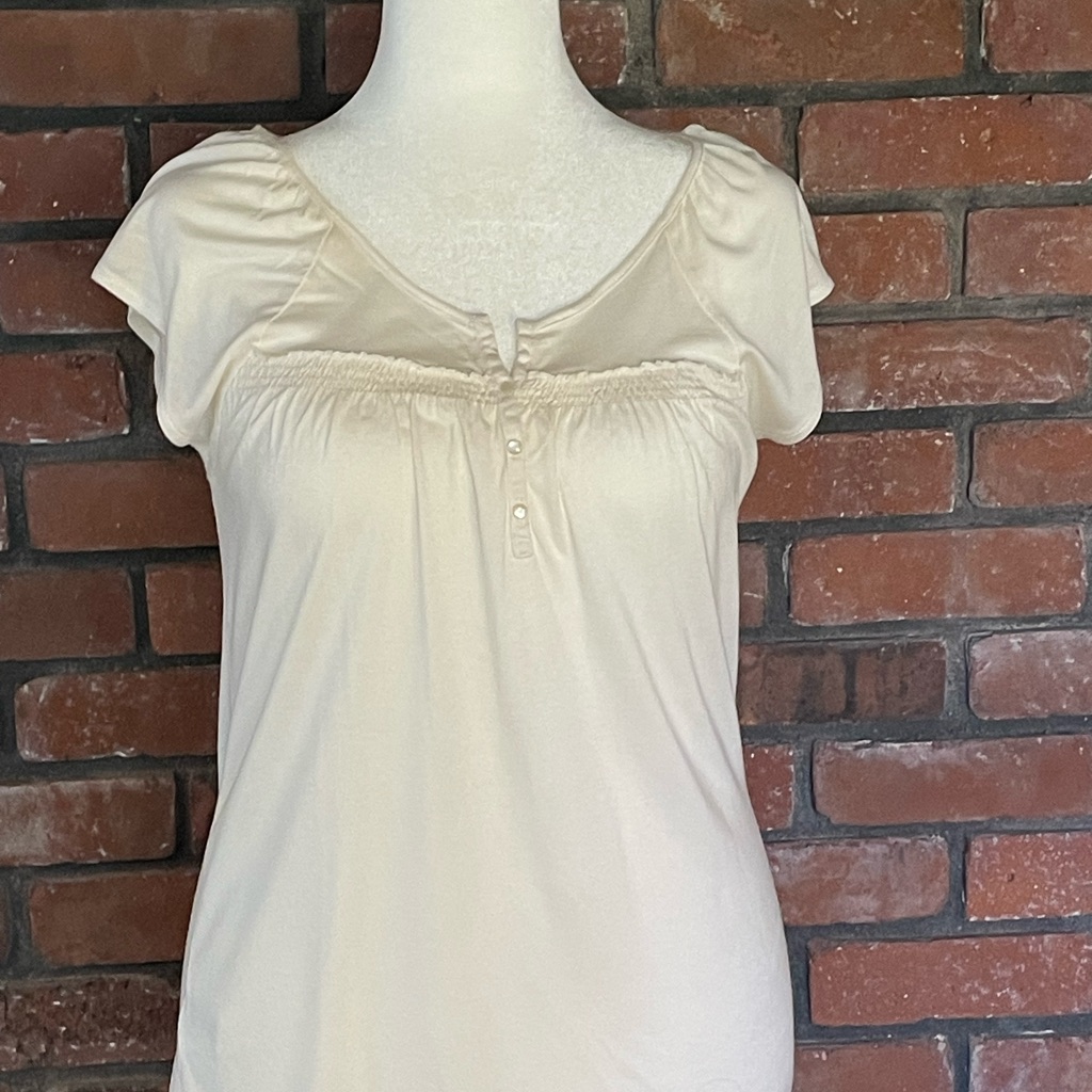 Loft Cream Cap Sleeve Top Sz M